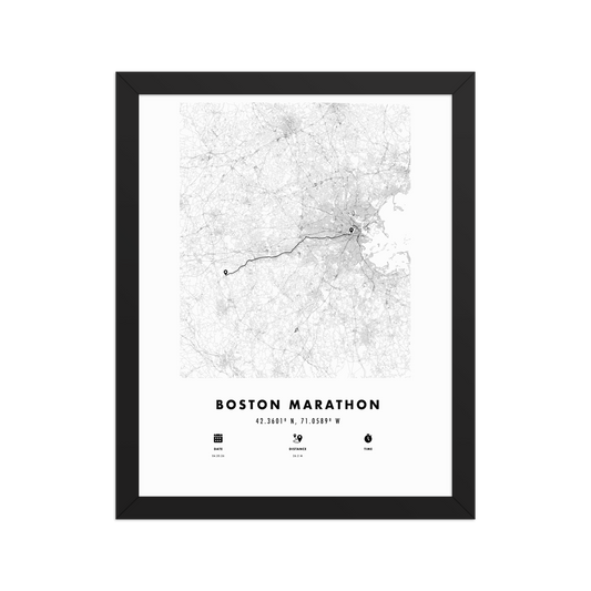 Boston Marathon Finisher Map - Framed poster
